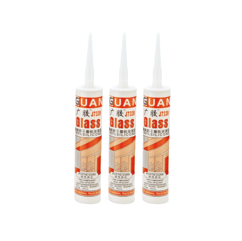 درزگیر سیلیکونی شیشه ای Guangjiao J7339 با درجه بالا خشک شدن سریع اسیدی کیور